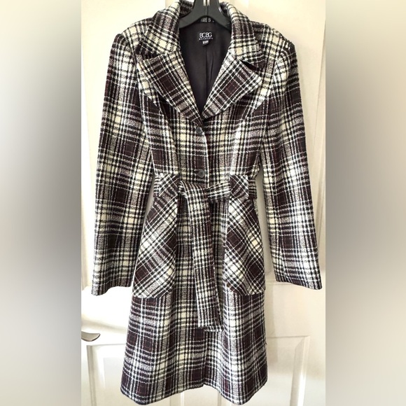 Vintage BCBG MAX AZRIA Tie Front Wool Blend Coat size S - Picture 2 of 9